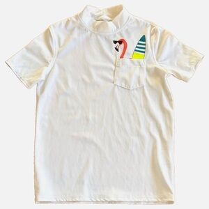 Lands’ End Boys Rash Guard Swim Shirt Flamingo Surf Size 8